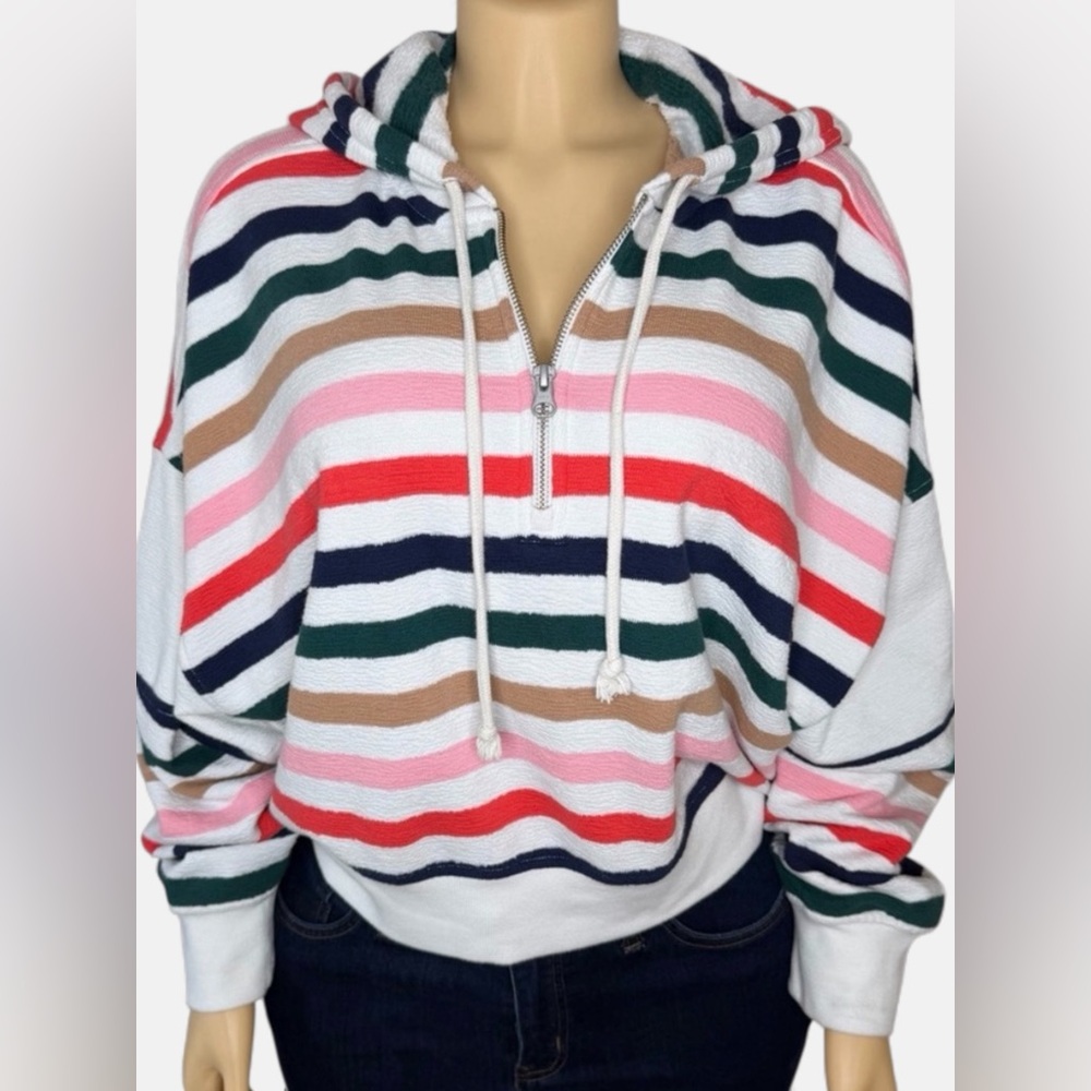 Aerie Always and Forever Colorful Striped Sweatshirt Size Large - Picture 2 of 11